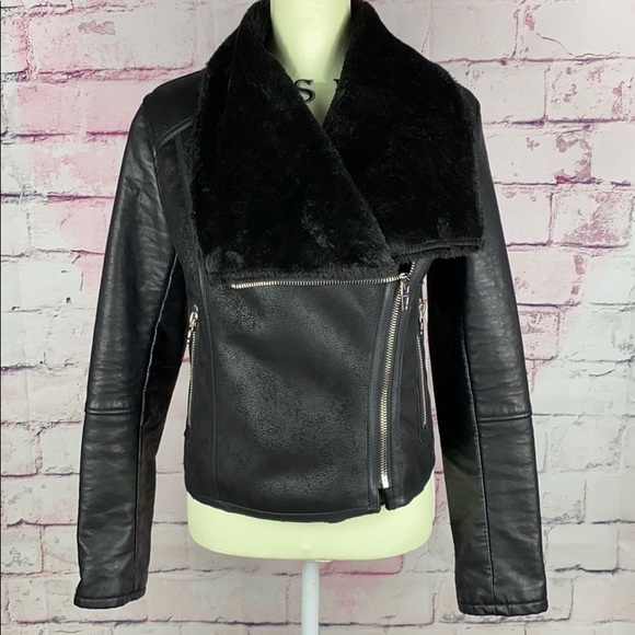 Blank NYC Jackets & Blazers - BLANKNYC Black Leather Suede Faux Fur Moto Jacket